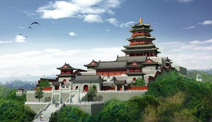 中式仿古建筑效果图